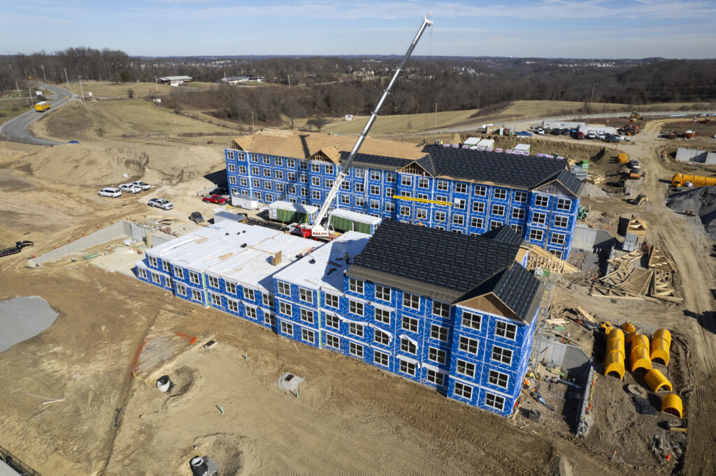 construction of a modular building by greystar's Modern Living Solutions